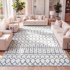 JONATHAN Y Boho Vintage Diamond Cream/Navy Indoor Area Rug 4X6 ft, Moroccan Hype by JONATHANY