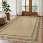 LIVEBOX Scalloped Washable 5x7 Rug, Easy Jute Tan Rugs by LIVEBOX