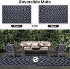 Smiry Waterproof Outdoor Rug 9X18 ft, Reversible Plastic Straw Patio Camping - Image 3