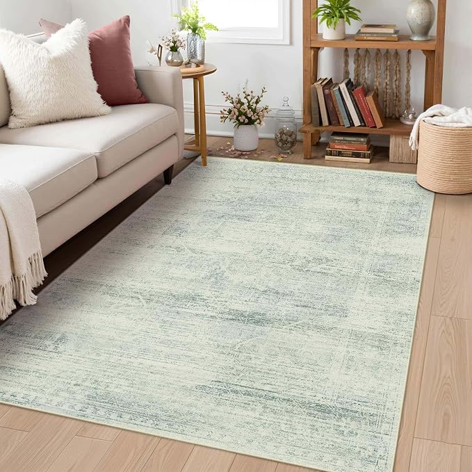 Latte&Fog 3x5 Entryway Green Area Rugs, Washable Vintage Small Rugs - Image 3