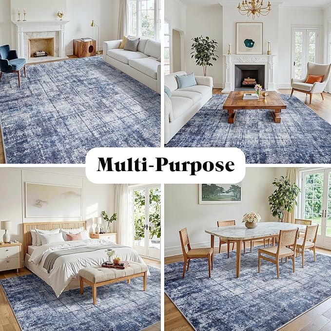 10x14 Area Rugs for Living Room Washable Rug: Anti-Skid Abstract Modern Living - Image 3