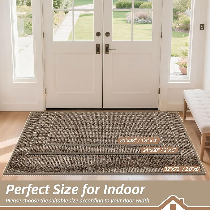 BEQHAUSE Dirt Trapper Door Mat 24" x 60", Non-Slip Washable Doormats Entrance - Image 2