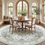 RELEANY Area Rugs Round 8ft Washable Non-Slip, Floral Vintage Distress - Image 2