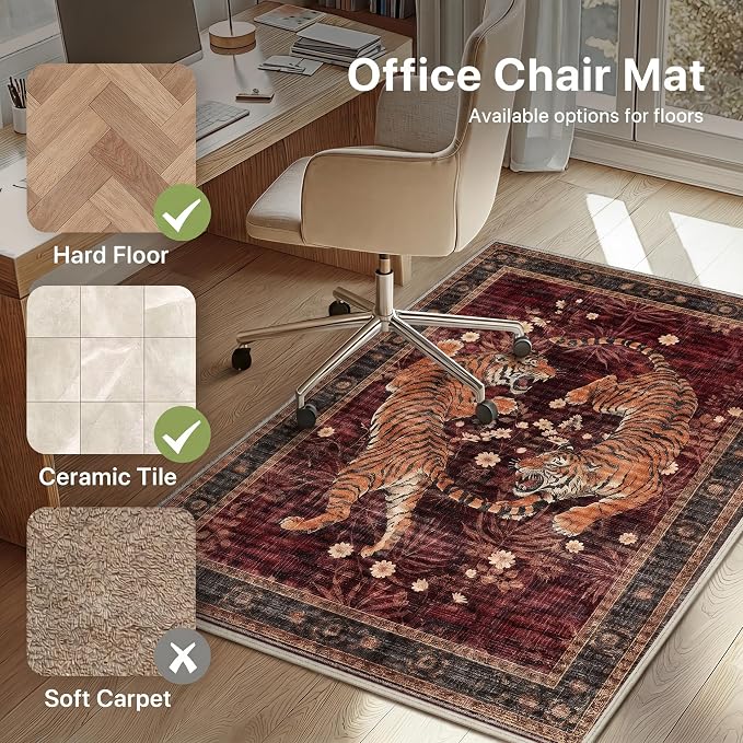 48"x72" Office Chair Mat for Hardwood Tile Floor, Under Desk Carpet Protector - Image 3
