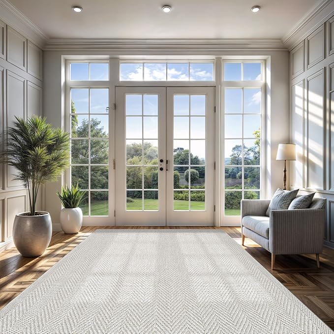 CAMILSON Easy Jute Rug 9x12, Indoor Outdoor Off-White Color Fiber Area Rugs - Image 4
