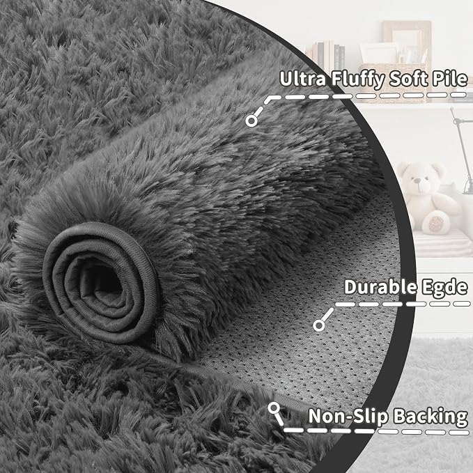 5x7 Area Rug for Living Room: Ultra Soft Fluffy Rug Modern Large Thicked Shag - Image 7