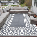HUGEAR Outdoor Rug 9'x12' Patio Waterproof Mat Camping Carpet Outside Area Rug by HUGEAR
