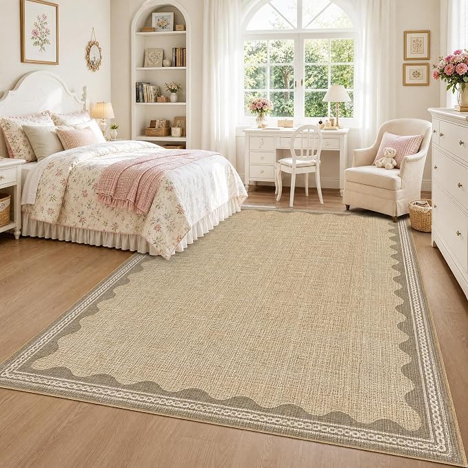 GarveeHome Scalloped Washable Area Rug 6x9 Rugs - Image 3