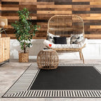 Nuloom Asha Black/Ivory, Striped Border, Soft and Cozy, High Traffic, Stain - Image 5