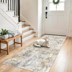 3x7 Washable Non-Slip Kitchen Runner Rug – Modern Abstract Neutral Beige & Gray by ZHXXUJ