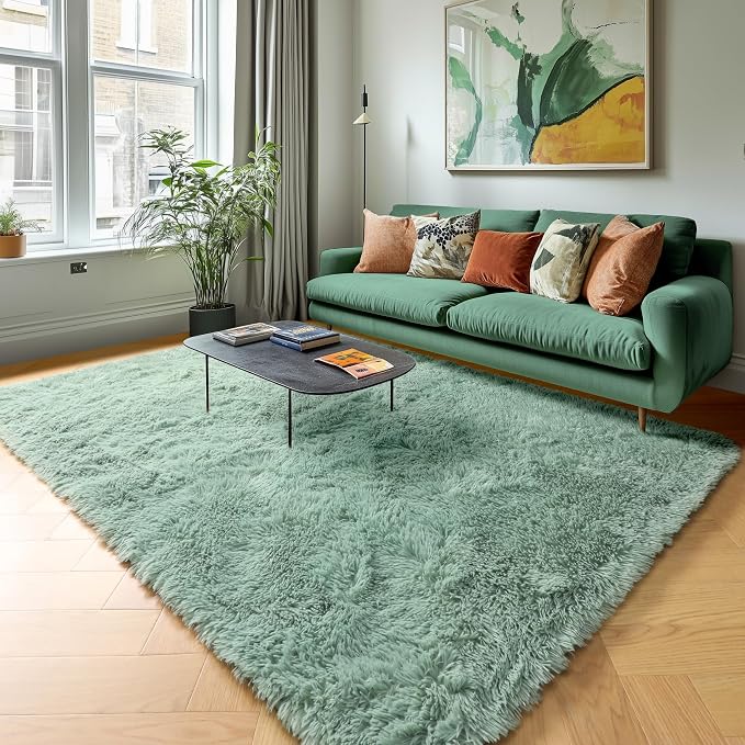 PAGISOFE Sage Green Rugs for Living Room, 5x7 Ft Shaggy Rug Plush Fuzzy Carpet - Image 9