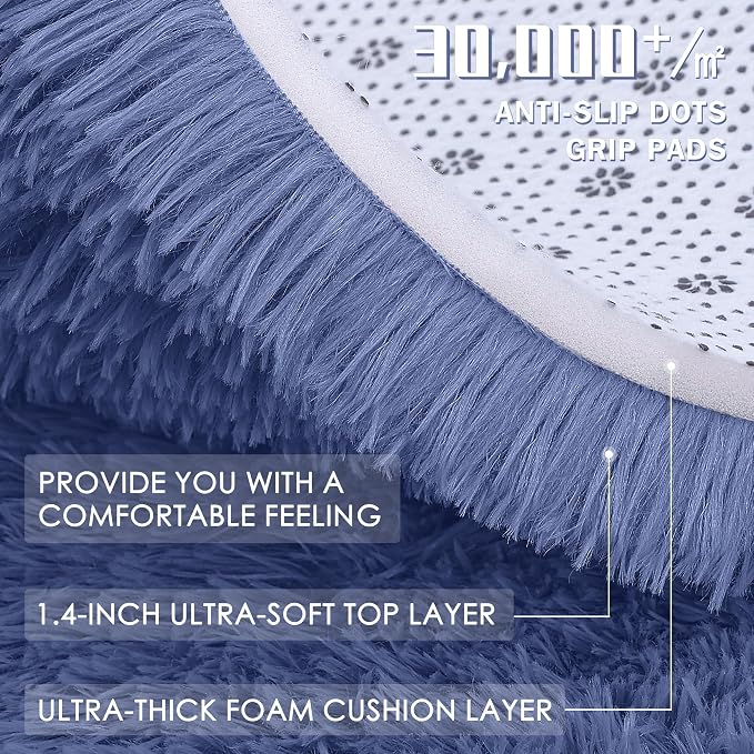 OLANLY 2x3 Machine Washable Small Bedside Rug, Soft Fluffy Shaggy Entryway - Image 7