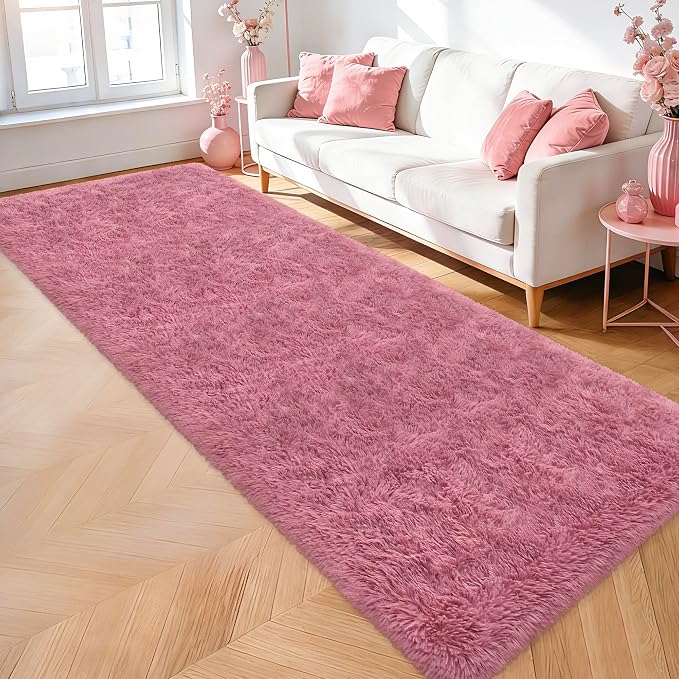 Soft Runner Rug for Bedroom Living Room, 3x10 ft Fluffy Blush Pink Rug for - Image 2