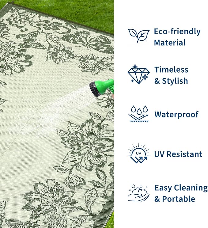 Garvee Outdoor Rugs 9' x 12’ Waterproof Reversible Mats, Large Area Plastic - Image 2
