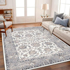 CHAMPLANT 10x14 Washable Area Rug Medallion Distressed Design Boho Medallion by CHAMPLANT