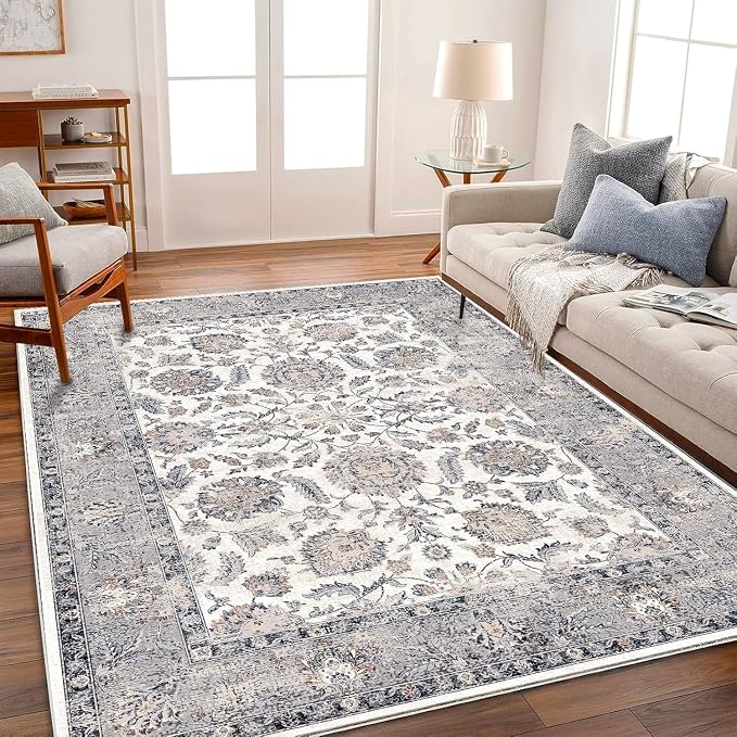 CHAMPLANT 10x14 Washable Area Rug Medallion Distressed Design Boho Medallion by CHAMPLANT