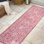 JONATHAN Y Boho Medallion Indoor Outdoor Runner Rug 2X8 Fuchsia/Light Gray - Image 3