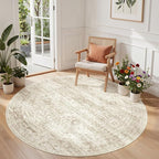 Round Rug 6ft, Washable Circle Rug by Restydon