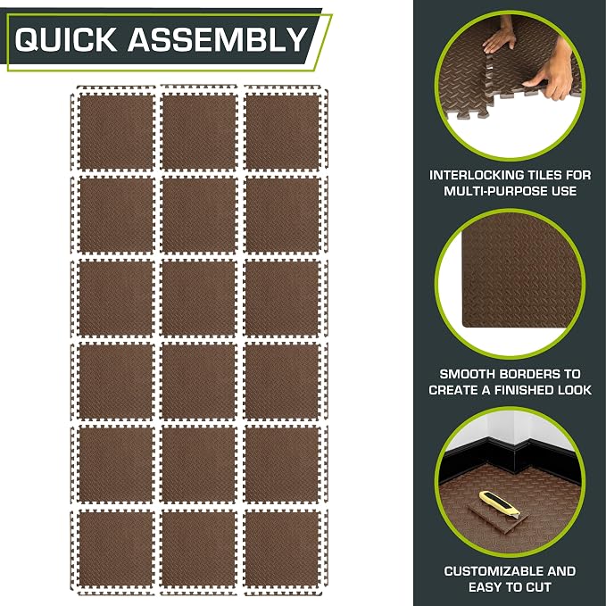 ProsourceFit Exercise Puzzle Mat 1/2-inch, EVA Interlocking Foam Floor Tiles - Image 5