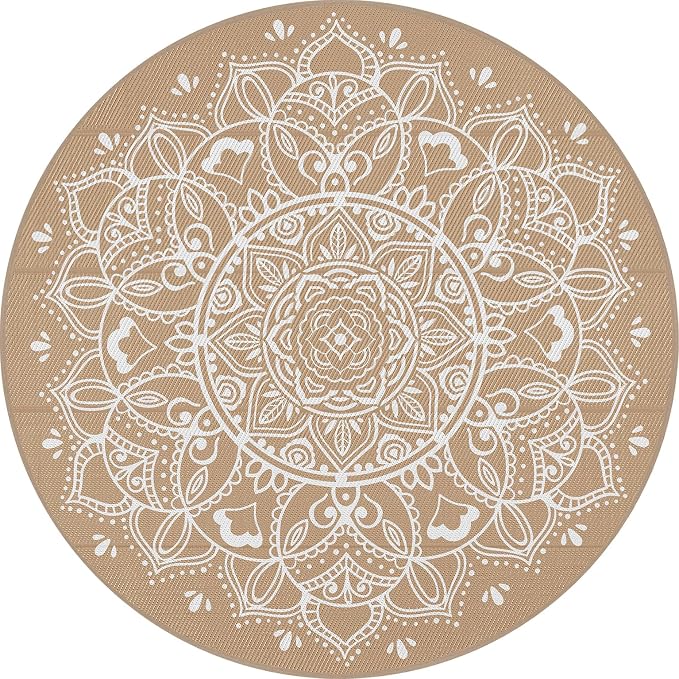 Pauwer Waterproof Outdoor Rug 8ft, Reversible Plastic Straw Patio Camping Rug - Image 9