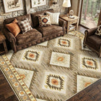 Area Rug 5x7 Rug Machine Washable Non-Slip Low Pile Print Pattern Western Rug by BESTSWEETIE