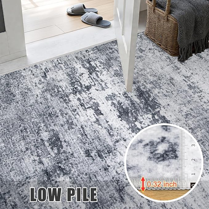 8x8 Area Rug Living Room Rug: Washable Modern Abstract Soft Thin Rug Indoor - Image 7