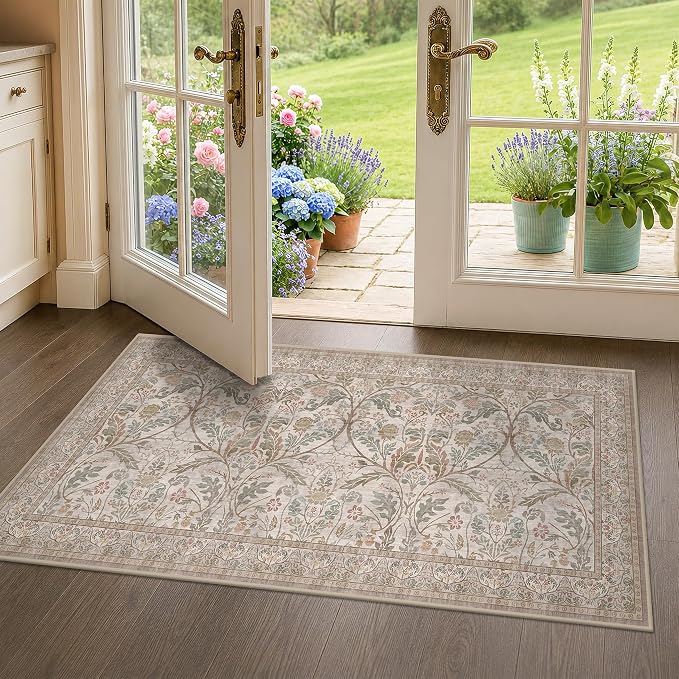 Moss Green 2x4 Washable Entry Rug, Small Throw Rugs by Evyhood
