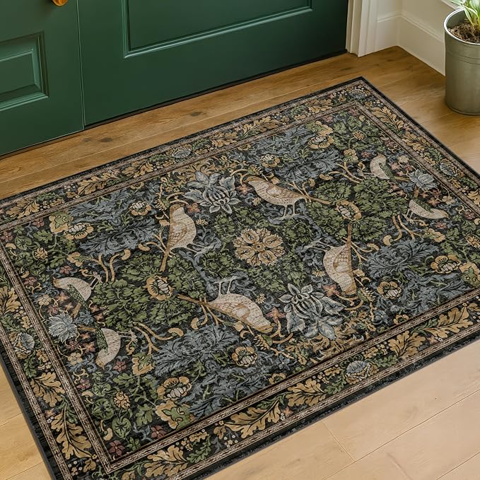 Hazo Haus Washable Dark Vintage Floral Rugs - Image 6