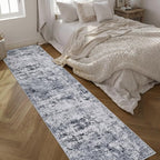 2.6'x14' Runner Rug Washable Rug: Modern Abstract Soft Thin Runner Rug Grey - Image 2