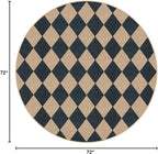 Lahome Colette Checkered Round Rugs 6ft, Washable Easy Jute Circle Patio Rug - Image 2