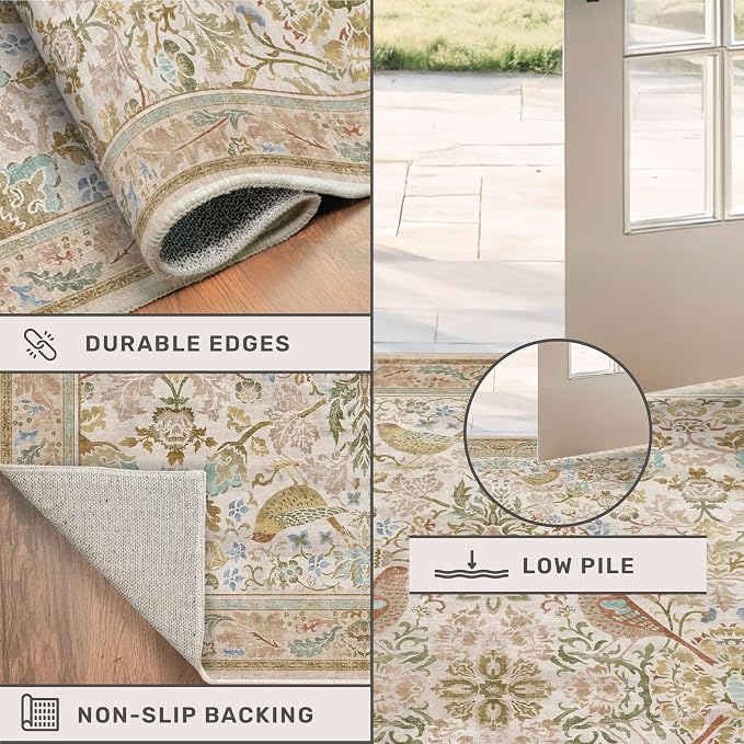 Beige 10 ft Long Vintage Runner Rugs - Image 5