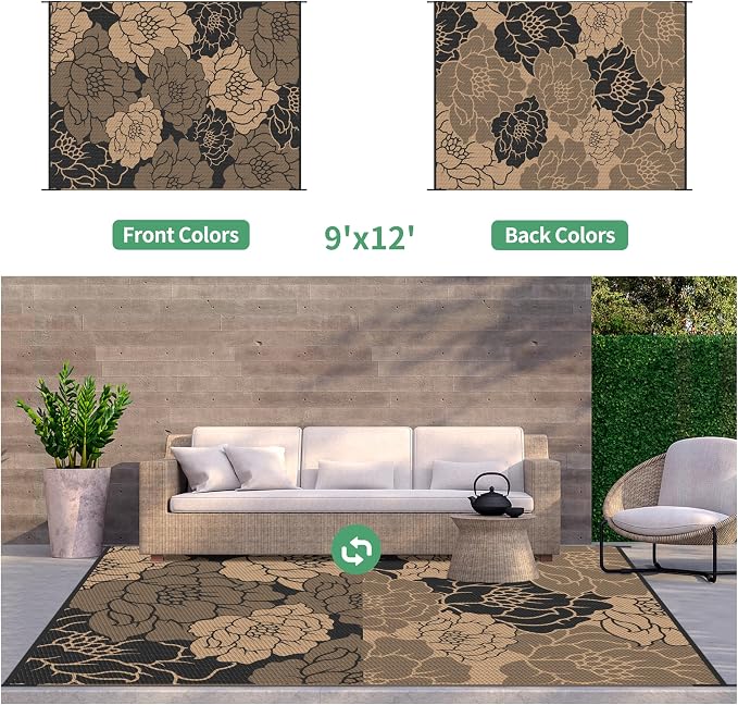 GENIMO Outdoor Rug Waterproof for Patio Decor, Large Area Rugs Mats for RV - Image 3