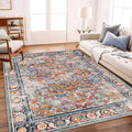CHAMPLANT Washable Area Rug 9'x12' Boho Chic Medallion Distressed Design by CHAMPLANT