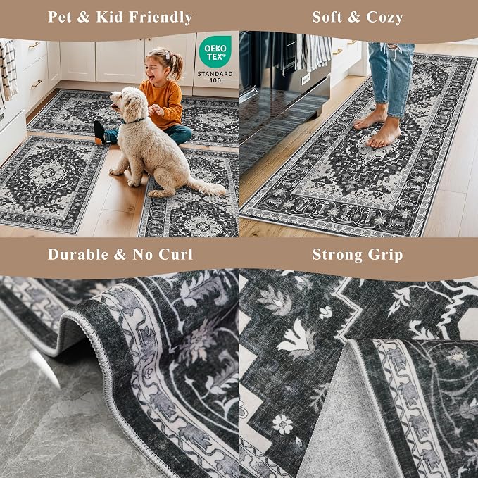 3-Piece Non-Slip Machine Washable Kitchen Rug Set - Image 5