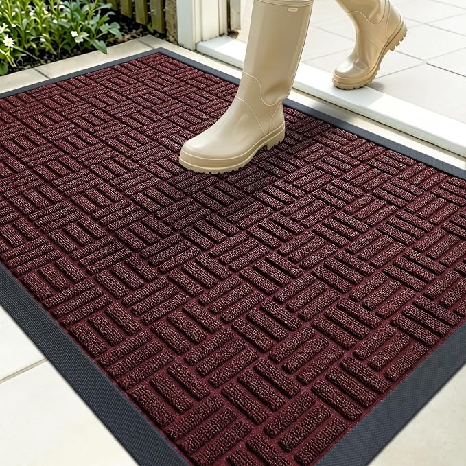 OLANLY Front Door Mat Outside Entrance 35x23, Heavy Duty Sturdy Natural Rubber by OLANLY