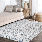 JONATHAN Y Boho Vintage Diamond Cream/Navy Indoor Area Rug 4X6 ft, Moroccan Hype - Image 5