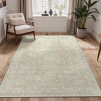 GENIMO 5x7 Area Rug for Living Room, Washable Vintage Floral Low-Pile Non-Slip by GENIMO