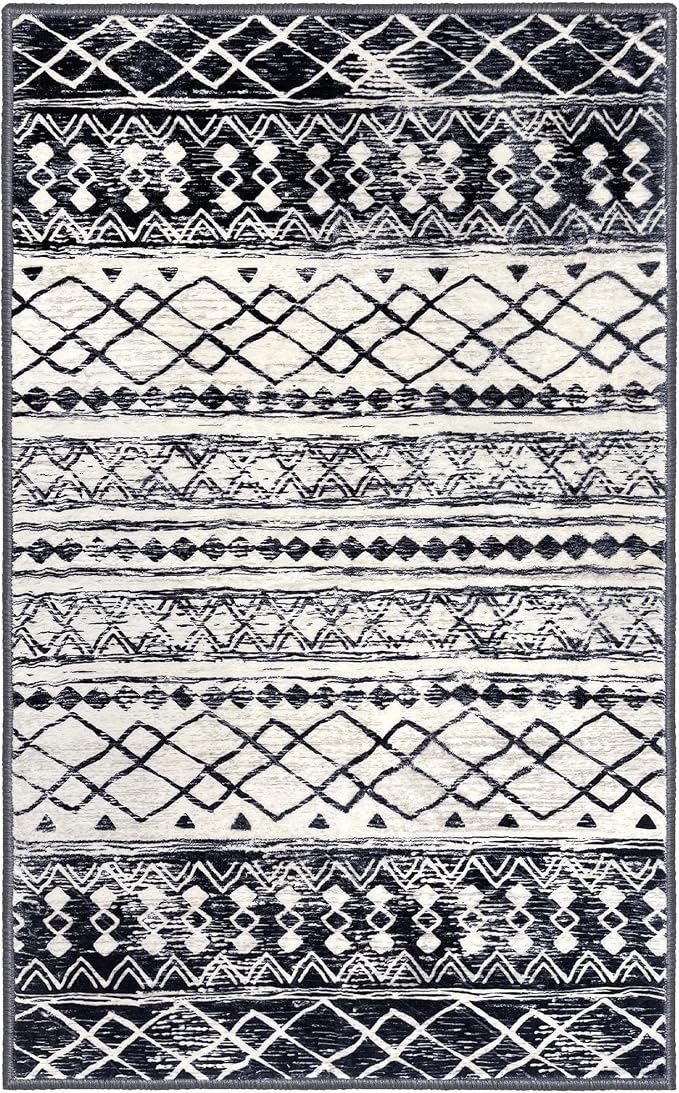 KUTA 4x6 Rug Boho Rugs for Living Room, Moroccan Washable Kitchen Rug Non Slip - Image 9