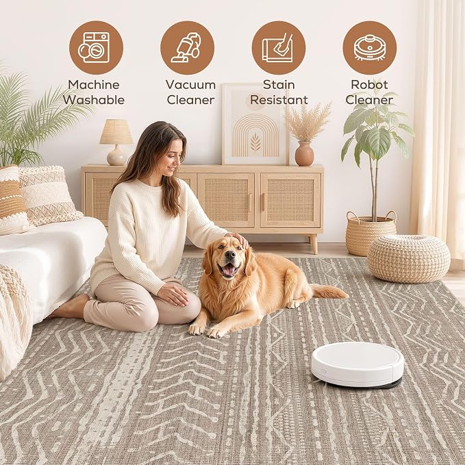 Nakagishi Area Rug Living Room Rugs: 11x14 Large Soft Machine Washable Boho - Image 3