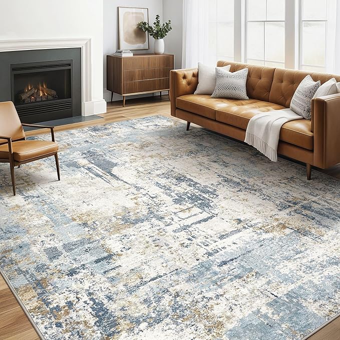 5x7 Area Rugs Washable Rug: Living Room Large Abstract Modern Soft Stain by LOONGRUG