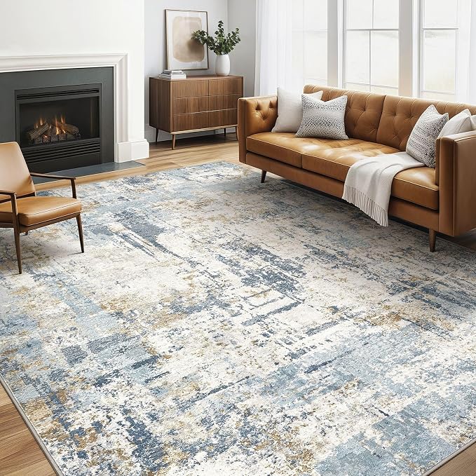 6x9 Area Rugs Washable Rug: Large Abstract Modern Soft Stain Resistant Indoor by LOONGRUG