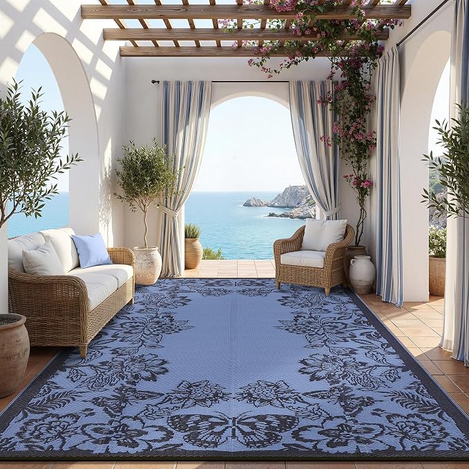 Garvee Outdoor Rugs 9' x 12’ Waterproof Reversible Mats, Large Area Plastic by Garvee