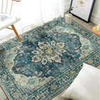 RELEANY Area Rugs 3'x4' Washable Non-Slip, Floral Vintage Distress Medallion by RELEANY