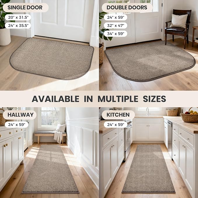 PURRUGS Dirt Trapping Door Mat Half Round 24" x 35.5", Non-Slip Machine - Image 9