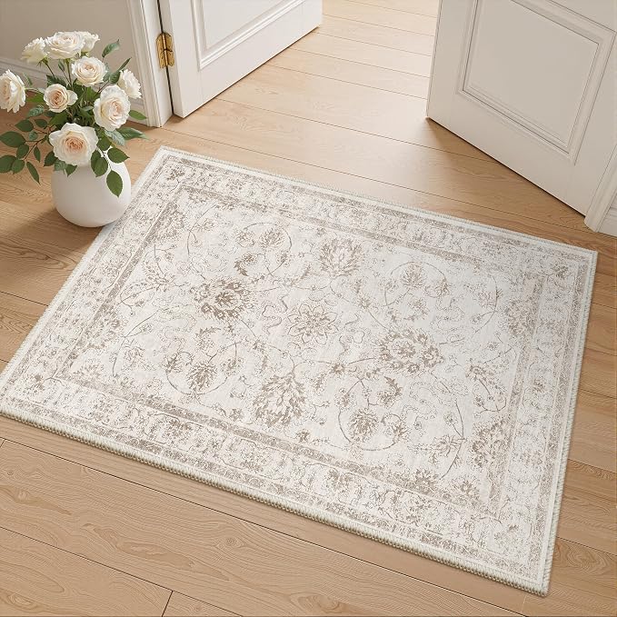 Madane 2x3 Washable Rugs for Entryway, Low Pile Non-Slip Small Area Rug Kitchen by Madane