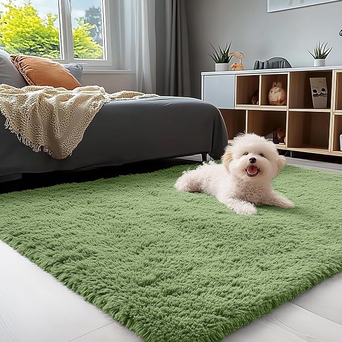 OLANLY 3x5 Machine Washable Small Bedside Rug, Soft Fluffy Shaggy Rugs by OLANLY