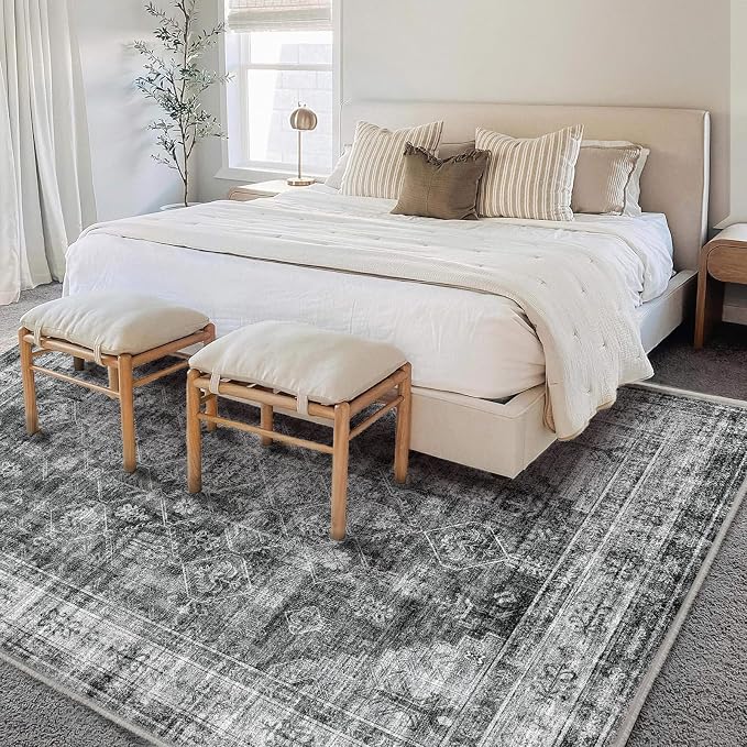CHAMPLANT Area Rug 6'x9' Washable Vintage Traditional Floor Cover Thin Retro - Image 2