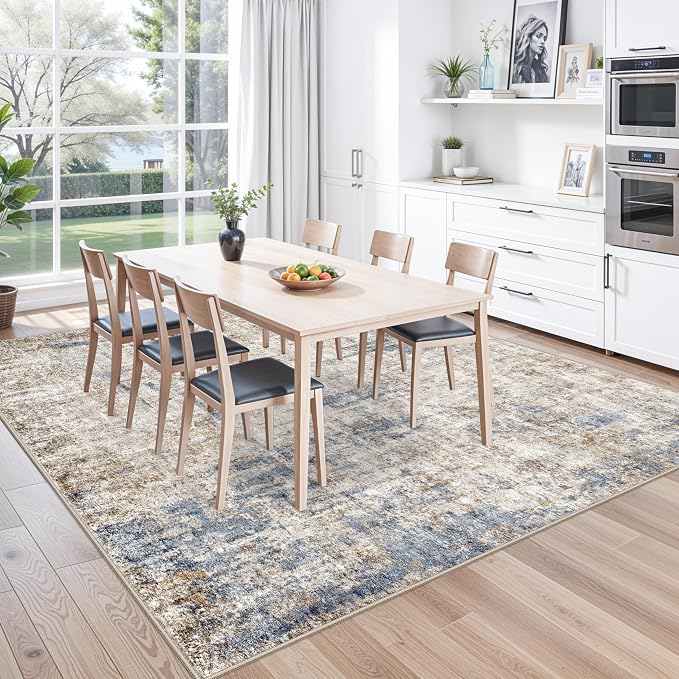 10x10 ft Square Living Room Rug – Washable Modern Abstract Area Rug - Image 4