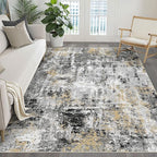 5x7 Area Rugs Living Room: Washable Large Abstract Neutral Modern Soft Rug by LOONGRUG