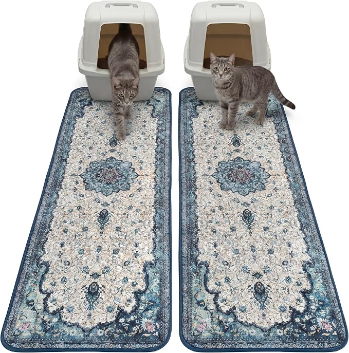 Hompet Cat Litter Mat 2 Pack, 18x54 Large Machine Washable Trapping Mats by Hompet